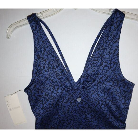 Zella Wellness Women's Sz S Wave Twilight Blue Print Bike Shorts Bodysuit - Picture 4 of 9